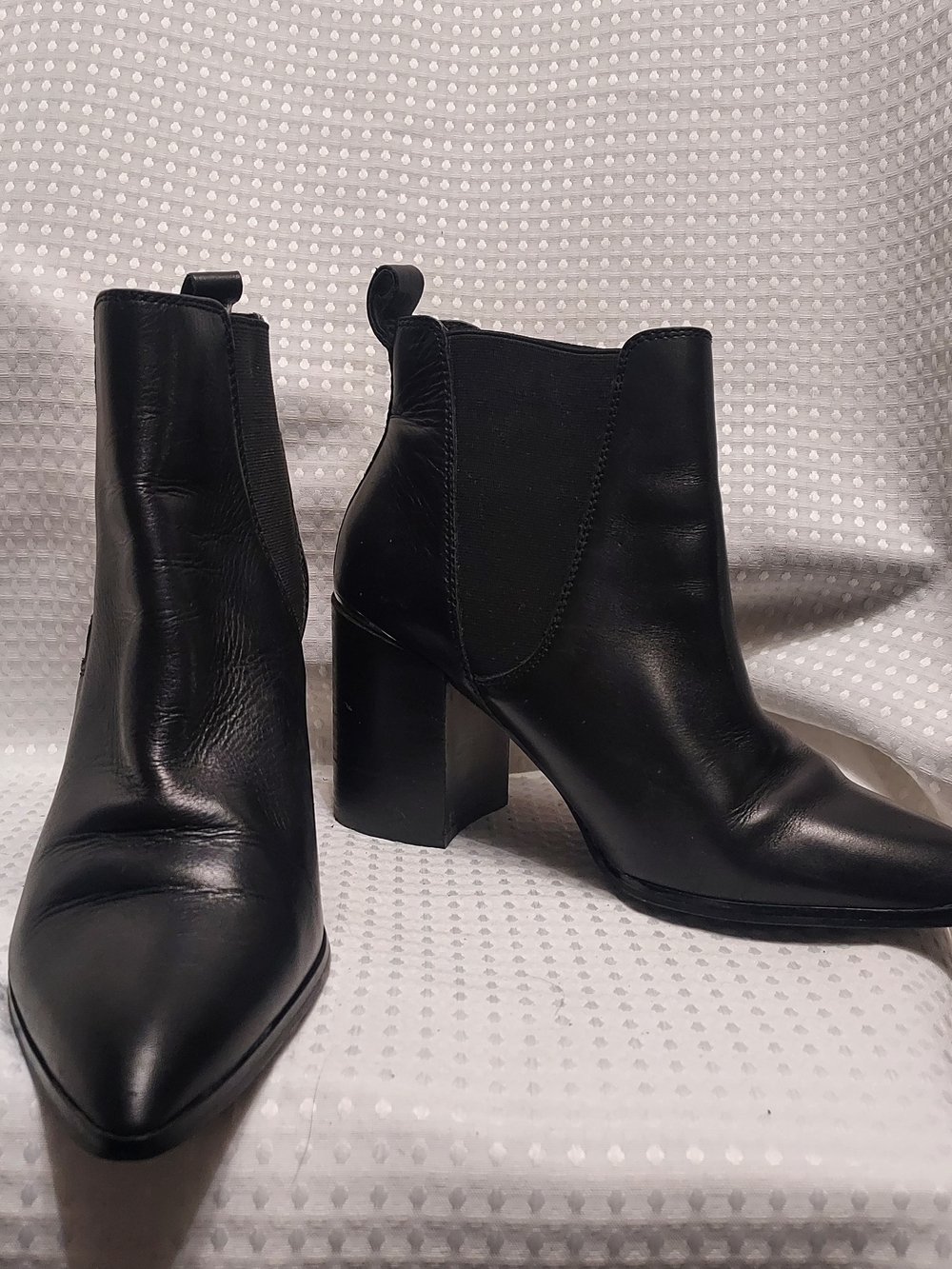 Steve Madden Black Leather Block Heel Chelsea Boots